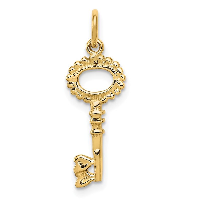 14k Yellow Gold Key To My Heart, Heart Bit Necklace - 18 Inch